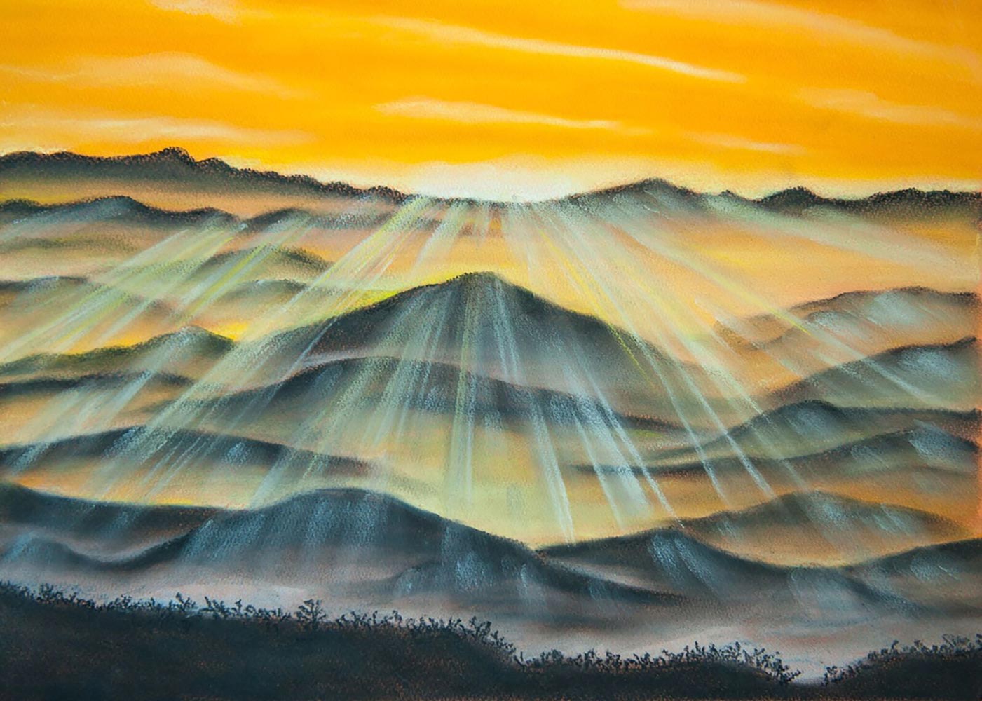 Buy painting online Singapore Exquisite Art Yulia McGrath Sunset in Mountains