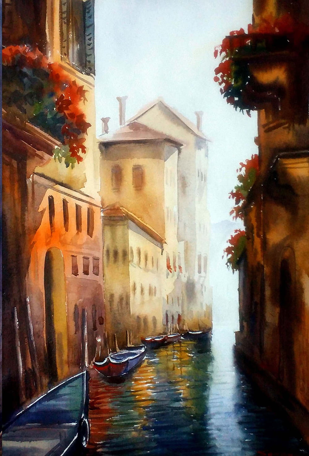 Venice – Canal in The Morning and Flowers, Samiran Sarkar (India) - Exquisite Art