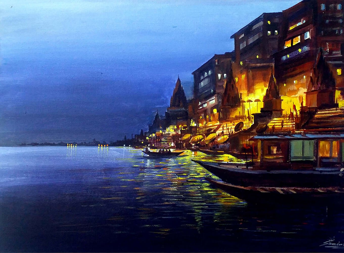 Varanasi Ghats – Evening, Samiran Sarkar (India) - Exquisite Art