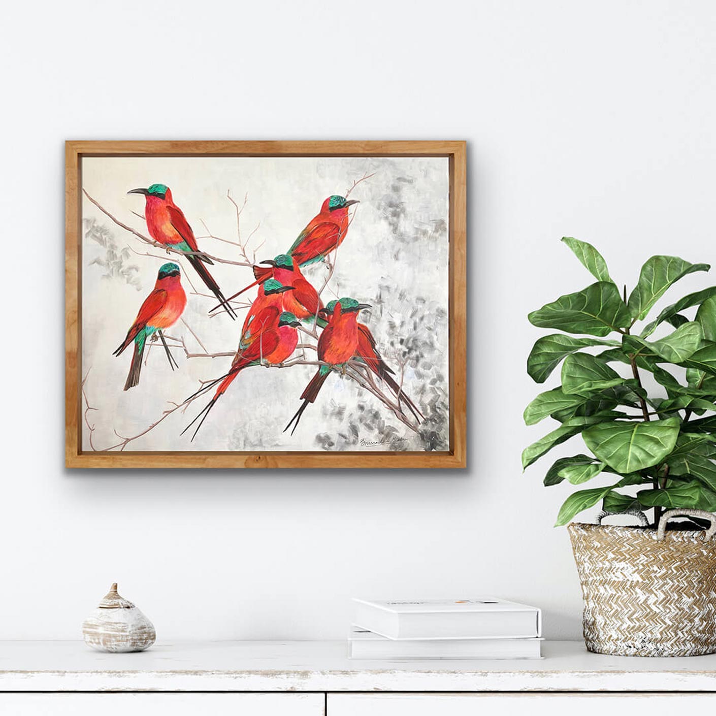 Buy painting online Singapore A Bevy of Carmine Bee Eaters Anuradha Kabra India Exquisite Art