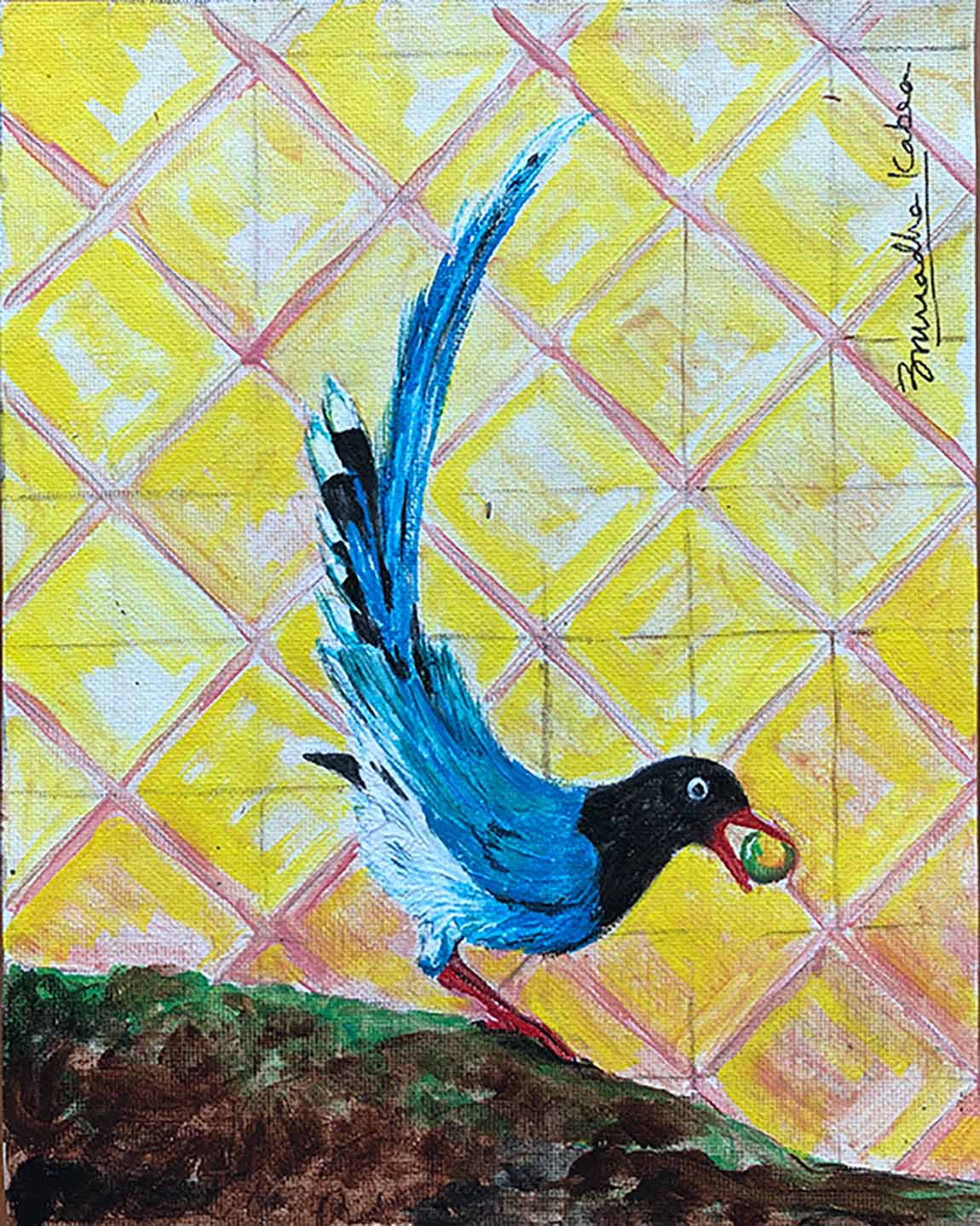 Buy painting online Singapore Blue Magpie Anuradha Kabra India Exquisite Art