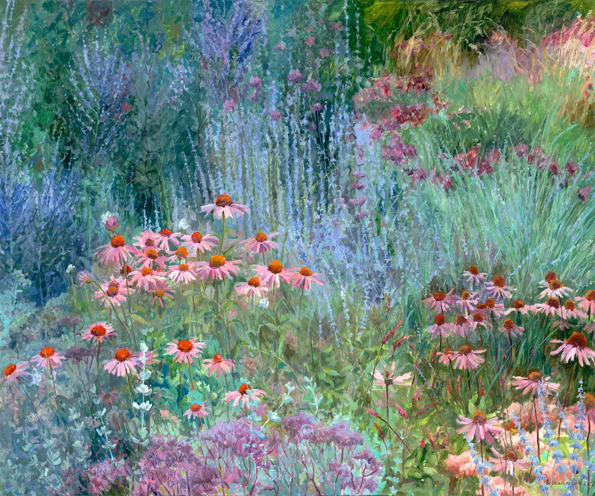 Exquisite Art Natalia Novikova Blooming gardens. Echinacea