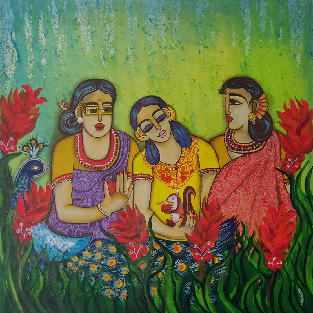 Exquisite Art Nandini Verma Morning Three Generations Together